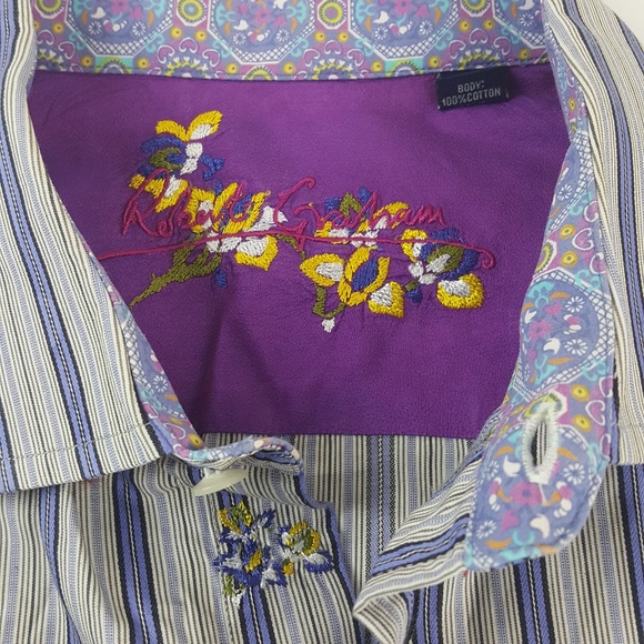 ROBERT GRAHAM Floral Embroid Button Shirt Flip Cuf - Picture 4 of 5